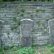 Gräber der Gefallenen aus dem 1. Weltkrieg an der farnbewachsenen Mauer © B. Seitz